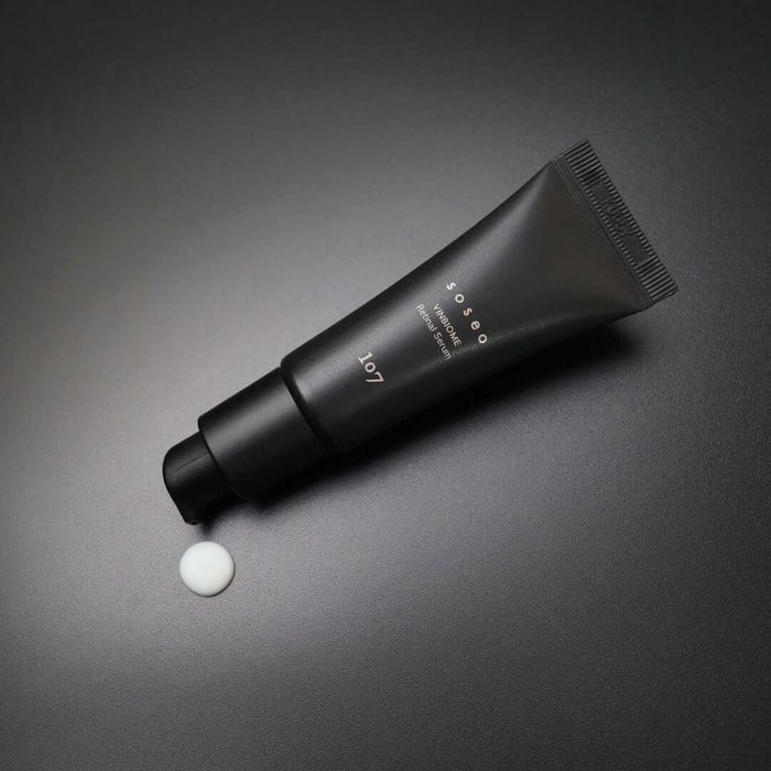 107 Soseo Vinbiome Retinal Serum 20ml tube on black background with serum drop