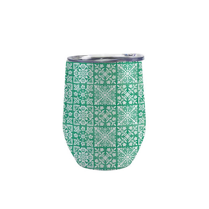 12oz Evergreen Quilt Wine Tumbler