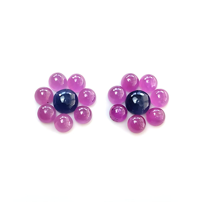 pink, blue sapphire round cabochon