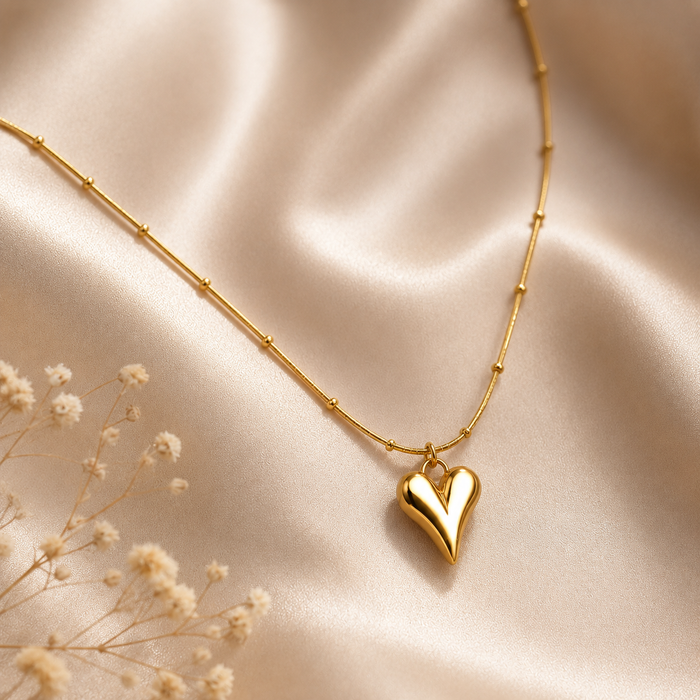BELARIC 18K gold-plated heart pendant necklace for women - front view