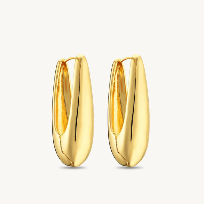 18K gold-plated oval stud earrings - BELARIC