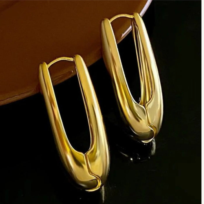18K gold-plated oval stud earrings product view 5 - BELARIC
