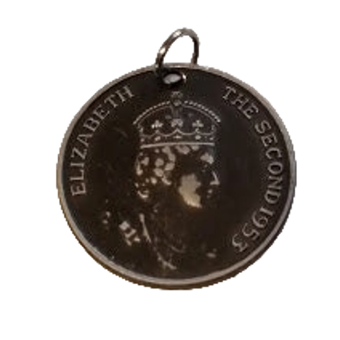 1953 Queen Elizabeth II Coronation Commemorative Coin Pendent Royal Family Memorabilia - Wainfleet Trading Post