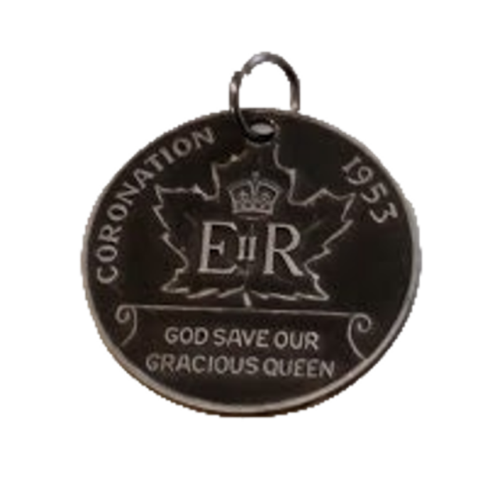 1953 Queen Elizabeth II Coronation Commemorative Coin Pendent Royal Family Memorabilia - Wainfleet Trading Post