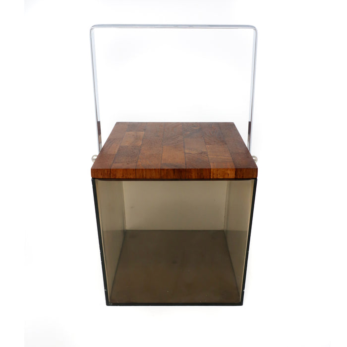 1960s Teak and Smoked Acrylic Ice Bucket