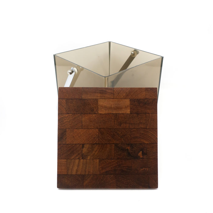 1960s Teak and Smoked Acrylic Ice Bucket