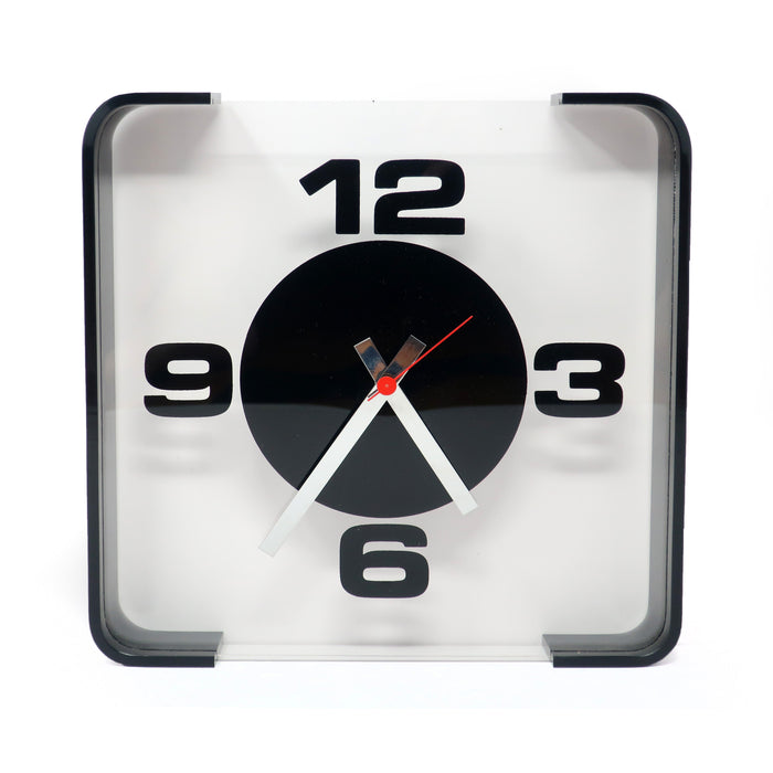 1970s Black Lucite Wall Clock by Empire Art