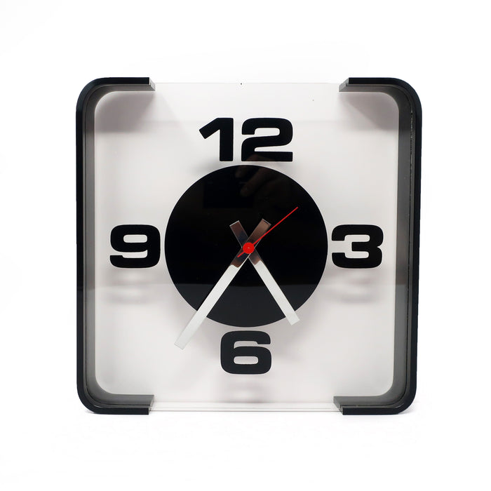 1970s Black Lucite Wall Clock by Empire Art
