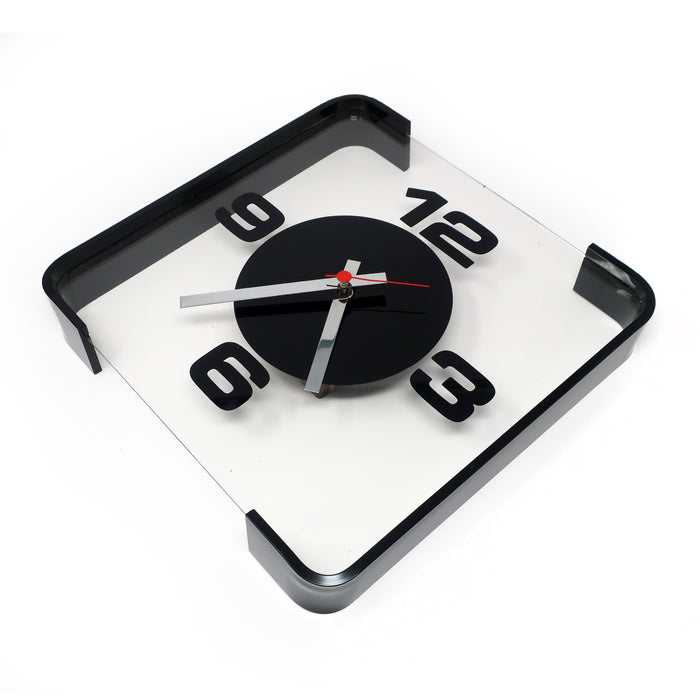 1970s Black Lucite Wall Clock by Empire Art