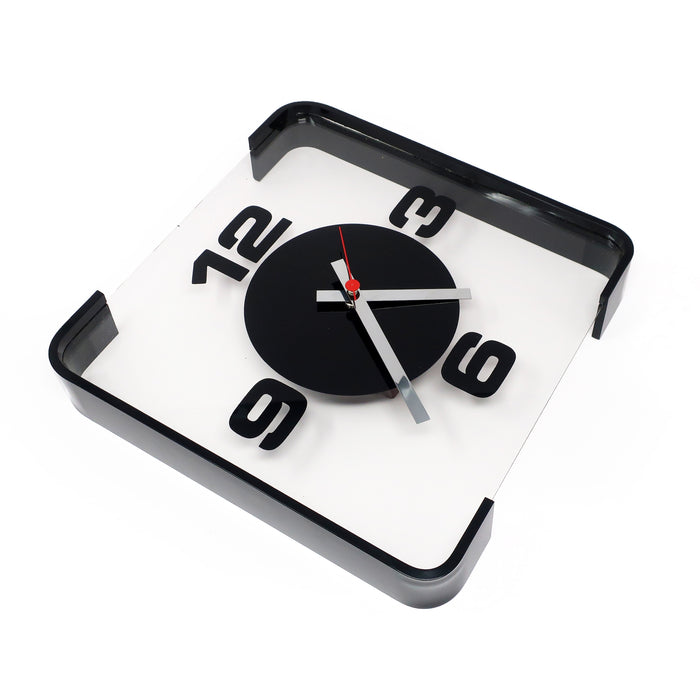 1970s Black Lucite Wall Clock by Empire Art