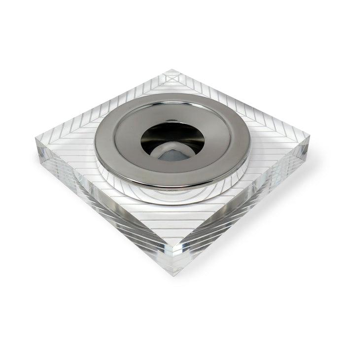 1970s Etched Lucite and Chrome Dish