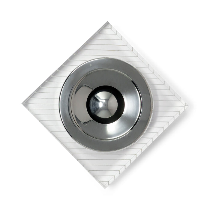 1970s Etched Lucite and Chrome Dish