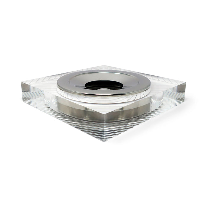 1970s Etched Lucite and Chrome Dish