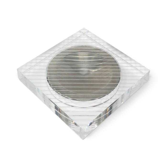 1970s Etched Lucite and Chrome Dish