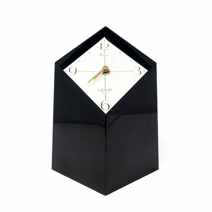 1970s Japanese Black Lucite Clock by Grace