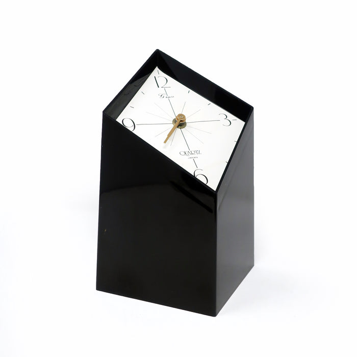 1970s Japanese Black Lucite Clock by Grace