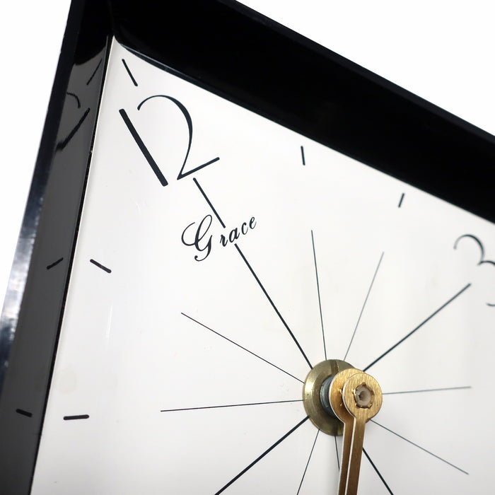 1970s Japanese Black Lucite Clock by Grace