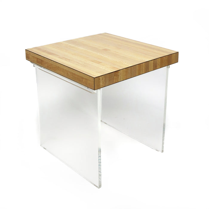 1970s Lucite and Wood Laminate Side Table