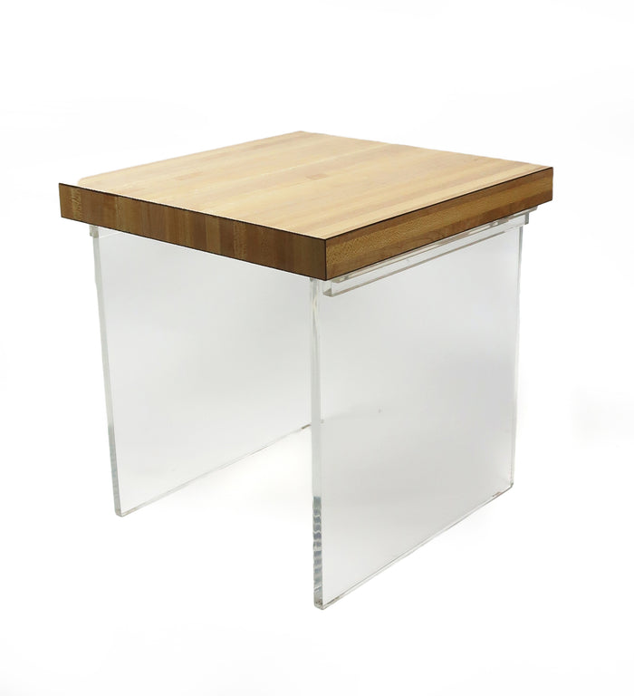1970s Lucite and Wood Laminate Side Table