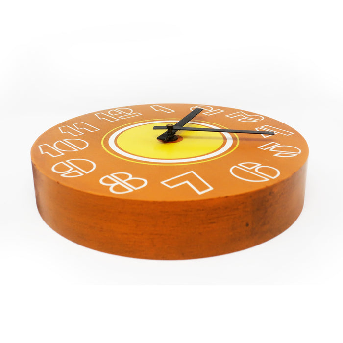 1970s Orange Wood Wall Clock