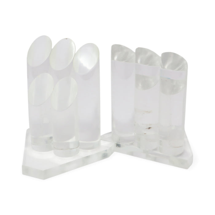 1970s Pair of Stacked Lucite Bookends