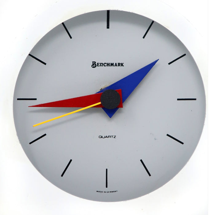 1980s Postmodern Benchmark Quartz Desk Clock