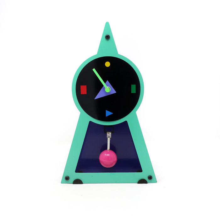 1980s Postmodern Multi-Colored Clock
