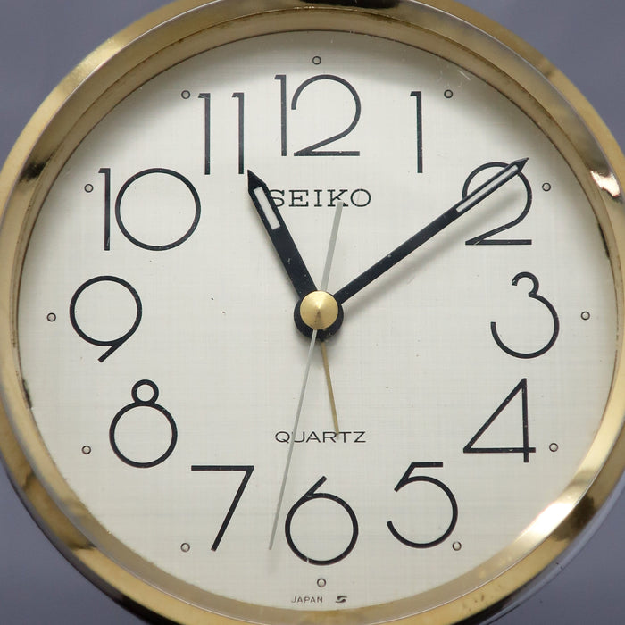 1980s Smoked Lucite and Brass Desk Clock by Seiko