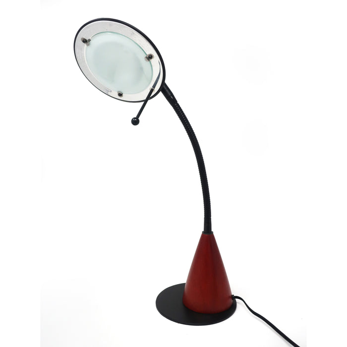 1990s Postmodern Wood and Metal Desk Lamp