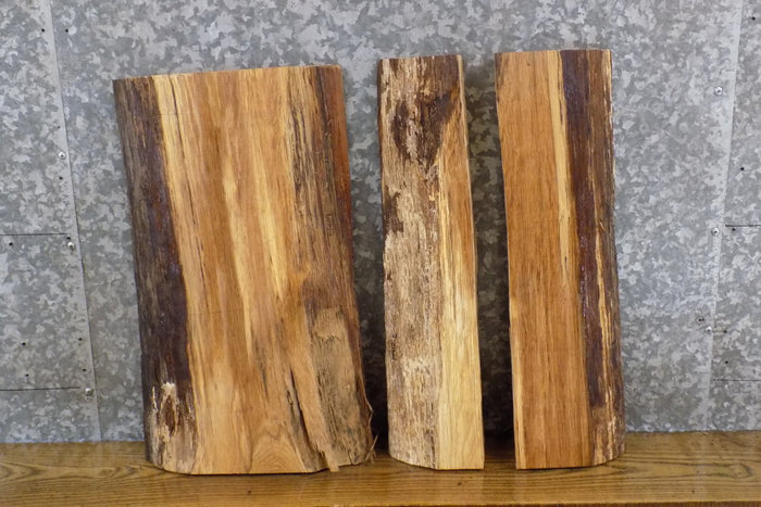 3- Live Edge White Oak Rustic Craft Pack/Split Board Slabs 14409-14410