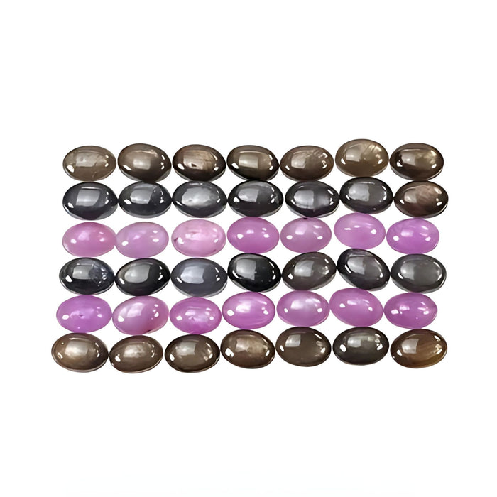 pink, silver sapphire oval cabochon