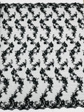 3D Flower Sequin Cluster Design - Black - Sequins Embroidered Floral Design on Tulle Sold By Yard