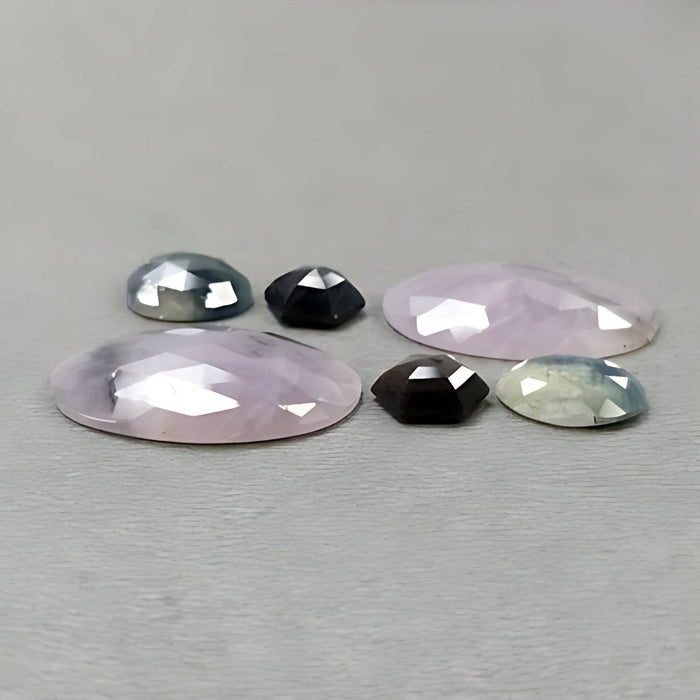50.00cts Natural Untreated Multi Sapphire Gemstone Oval Shape Rose Cut Slices 6pcs