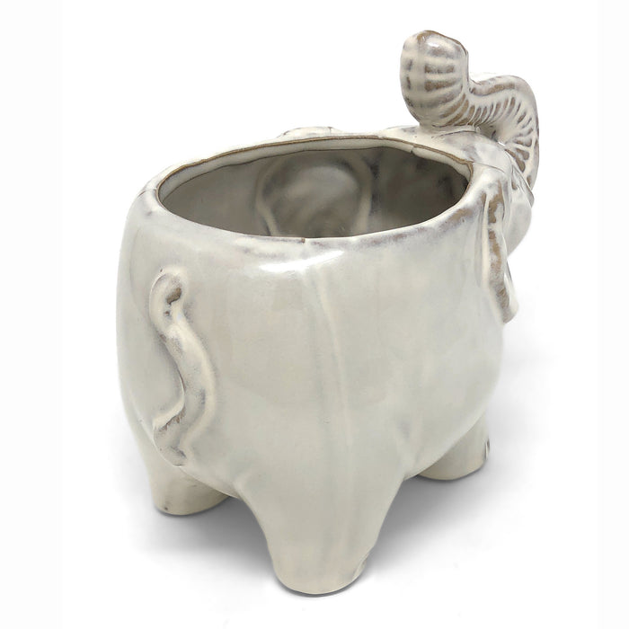 Accent Decor Elephant 7" x 4" Ceramic Pot, Ivory