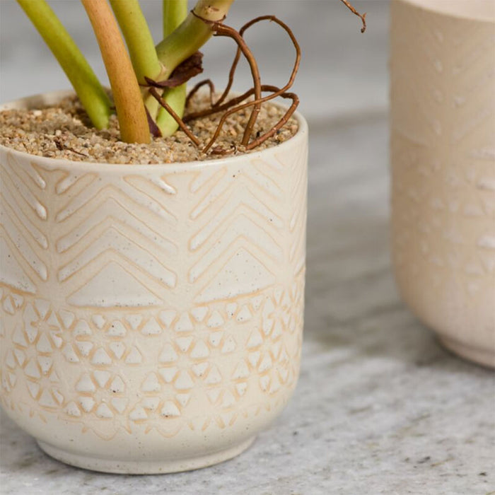 Accent Decor Indo 5.25" Ceramic Planter Pot, Cream
