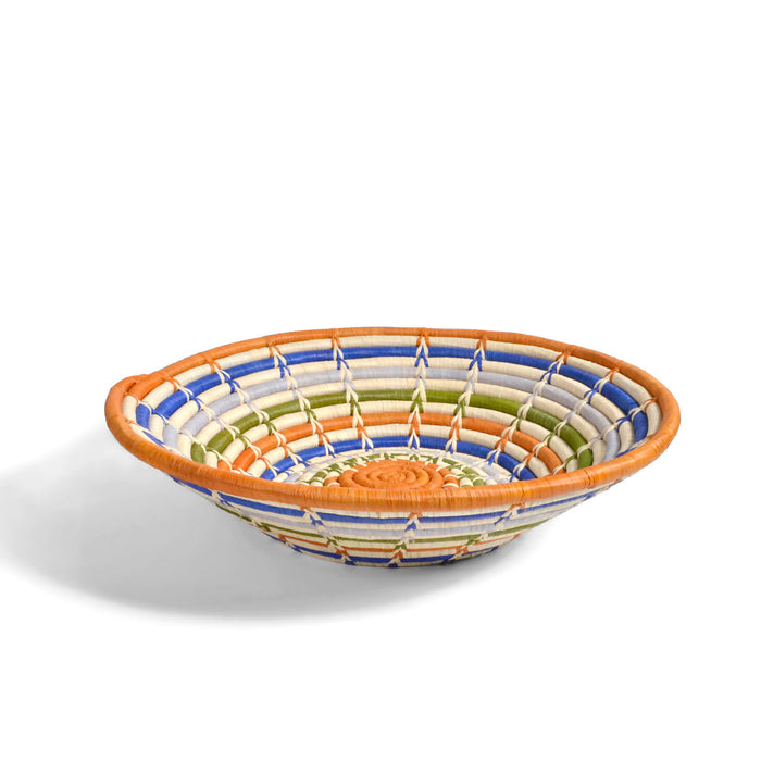 African Fair Trade Four Elements Handwoven Basket, Multicolor