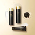 AHC Black Caviar Youth Ritual Set (Lotion 140ml, Toner 140ml, Cream 50g, Ampoule 50ml & Eyecream 30ml) with product textures shown