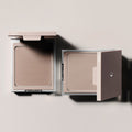 AMELI Maroon Shading compact case with open and closed shades, sleek design for beauty enthusiasts.