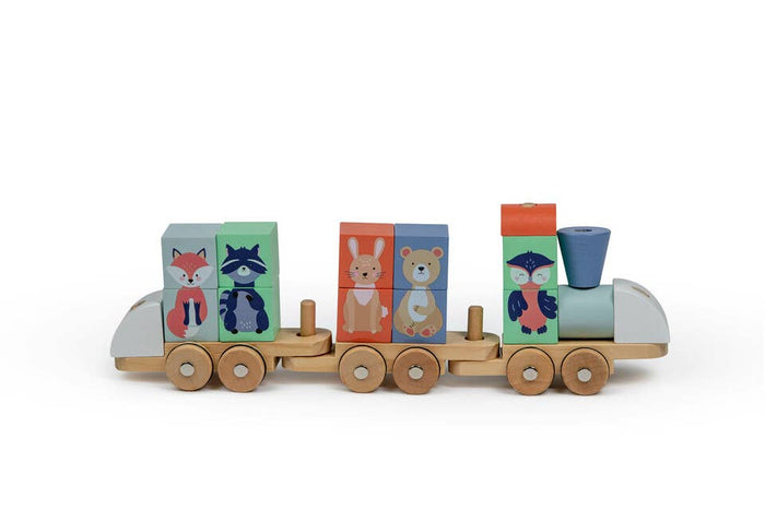 Wooden Animal Block Train
