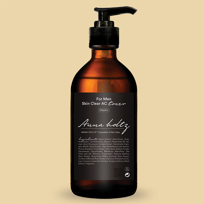 ANNA HOLTZ For Men Homme Men's Skin Clear Toner Large Capacity 300ml - Gentleman Korea brown pump bottle for men's skincare