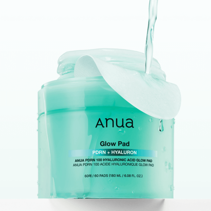 ANUA PDRN 100 Hyaluronic Acid Glow Pad container with pad exposed