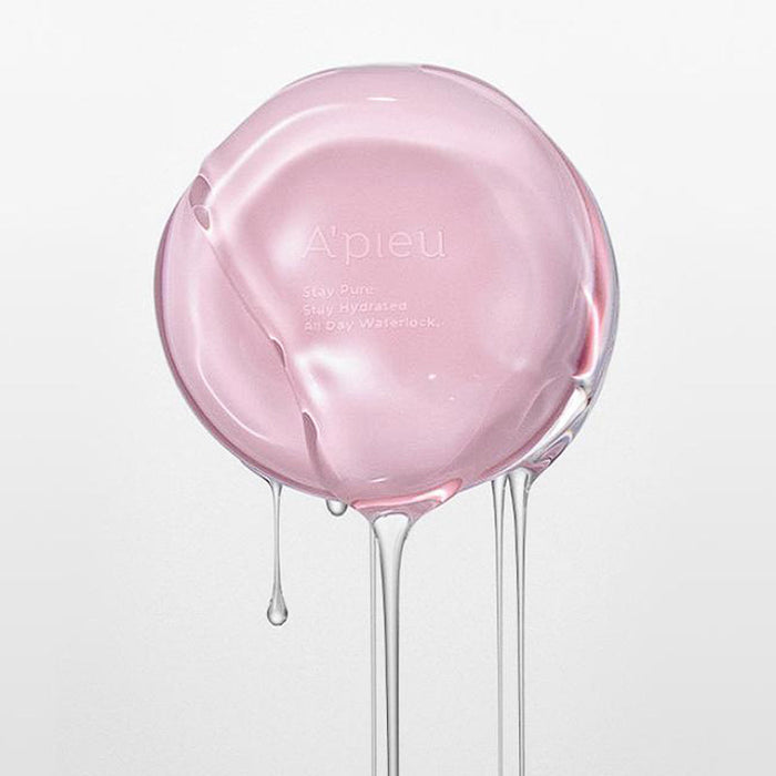 A'PIEU Waterlock Comfort Veil Cushion 15g packaging with liquid detail reflecting hydrating formula.