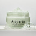 ARENCIA Fresh Cloud Body Scrub 260g jar with gentle exfoliation soap bubbles, showcasing premium skincare product for radiant skin