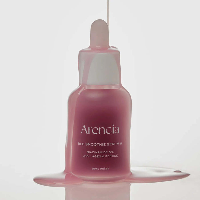 ARENCIA Red Smoothie Serum 8 30ml bottle with droplet and smooth texture
