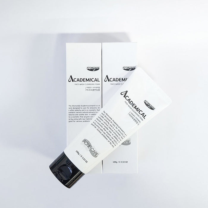 ATOMANDE Academic Face Wash Cleansing Foam 100g with packaging displayed on a white background.