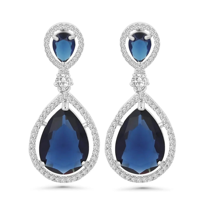 Blue Diamond Drop Earrings - BELARIC