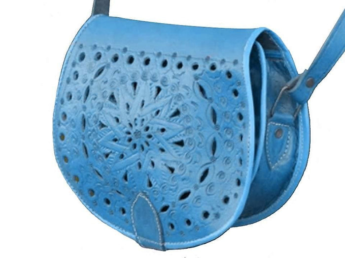 Leather Satchel - Leather Bag - Bahja - Blue - Moroccan Corridor