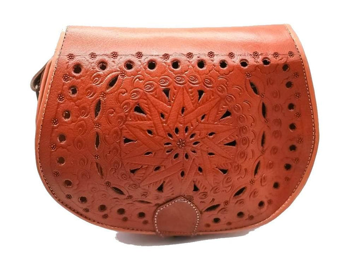 Leather Satchel - Leather Bag - Orange - Bahja - Moroccan Corridor