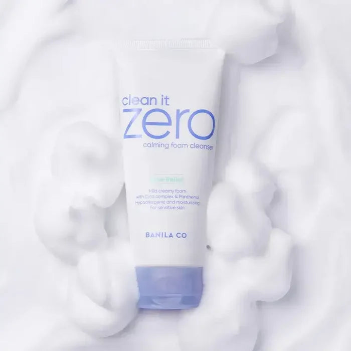 BANILA CO Clean It Zero Calming Foam Cleanser 150ml featuring creamy foam texture for gentle skin cleansing