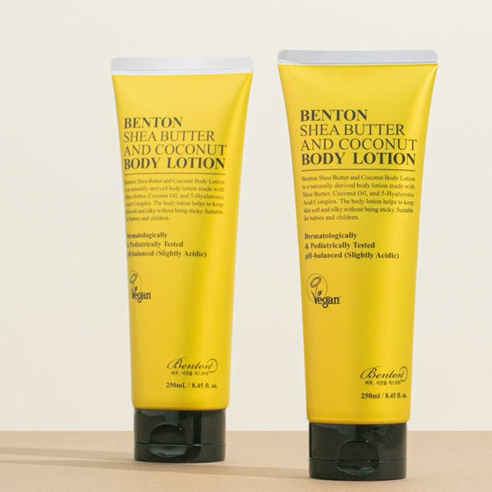 BENTON Shea Butter And Coconut Body Lotion 250ml - nourishing lotion for all skin types with a light coconut scent.